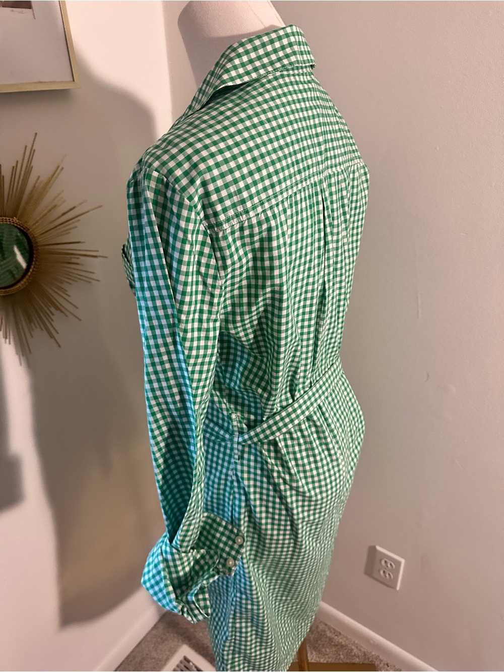 VTG GAP Green Checked Shirt Dress size Small - Picture 7 of 9